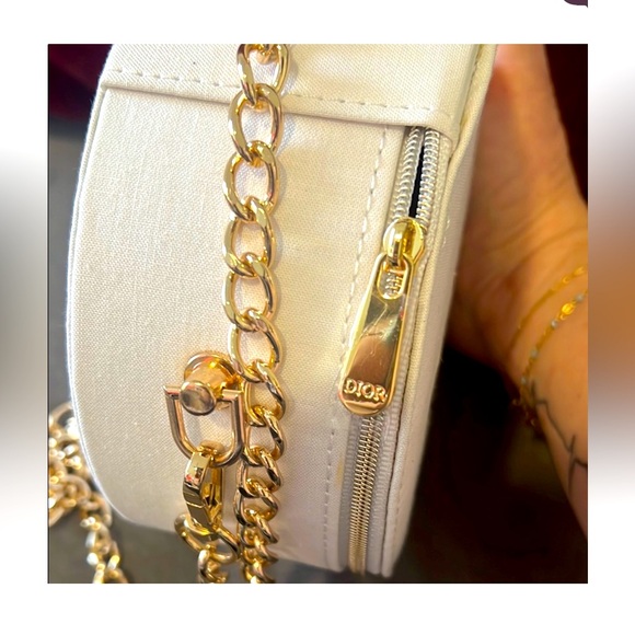 Dior White and Gold Round Clutch